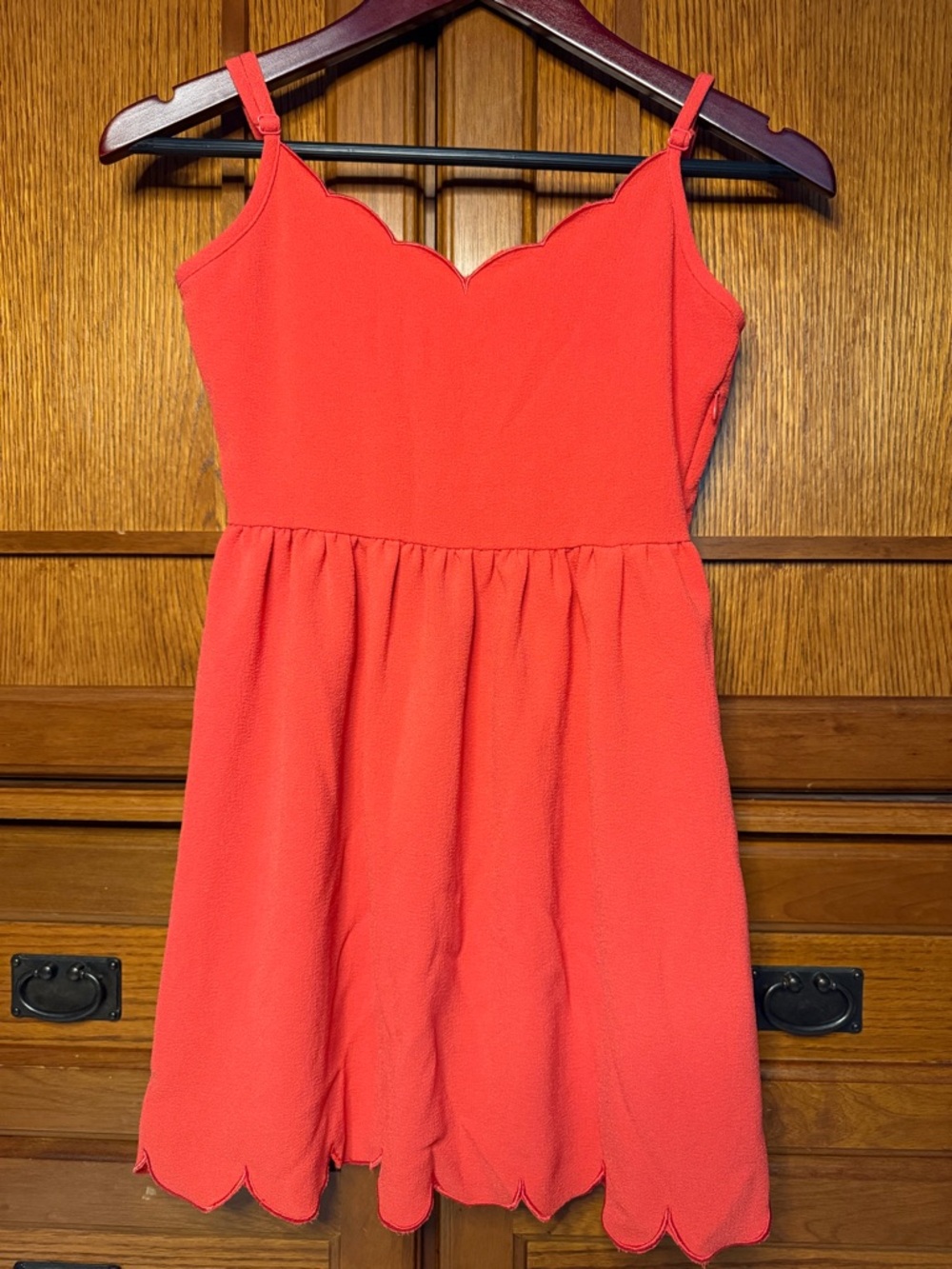 Soulmates Girl Coral Scalloped Skater Casual Mini Dress Sundress Summer